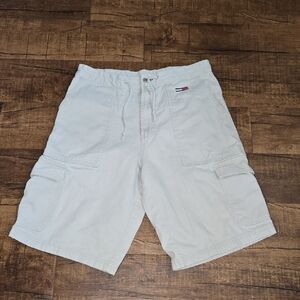 Vintage Tommy Hilfiger Cargo Shorts Drawstring Flag Logo Y2K Streetwear Cotton